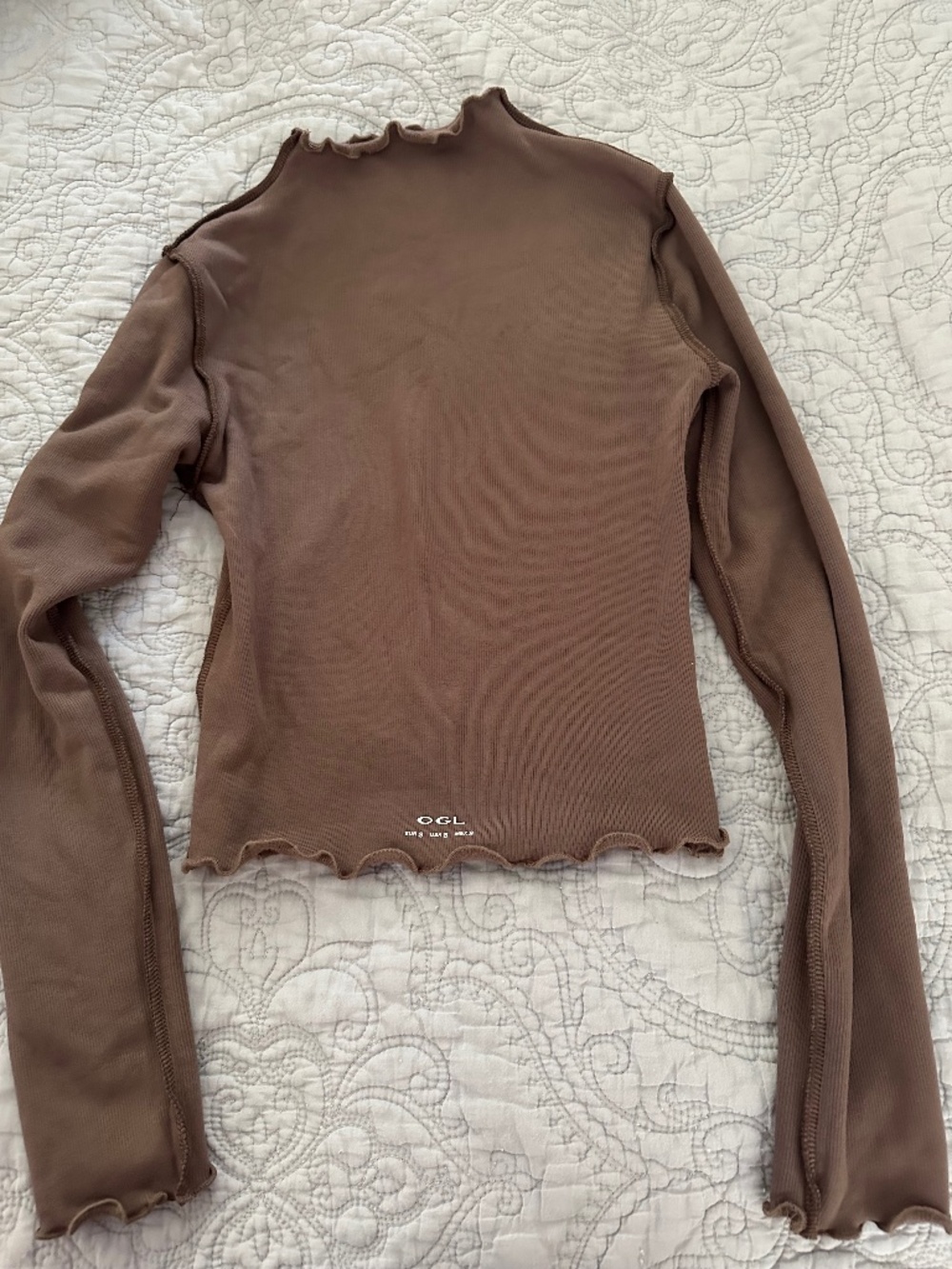 OGL mock-neck long sleeve brown top